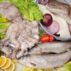 Food cousine fish composition, ingredient for eating