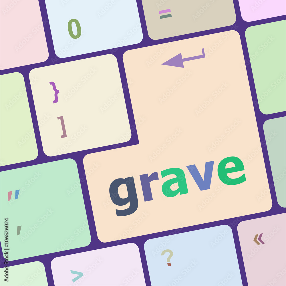Poster grave button on computer pc keyboard key vector illustration