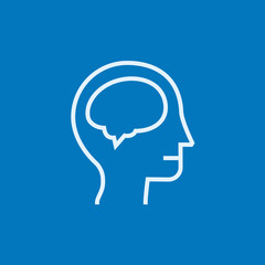 Human head with brain line icon.