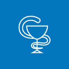 Pharmaceutical medical symbol line icon.