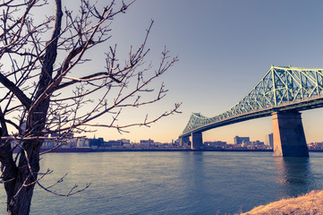 Jacques-Cartier Bridge in Montreal, at sunset