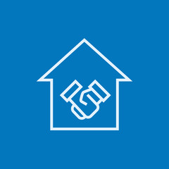 Handshake and successful real estate transaction line icon.
