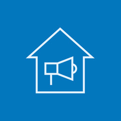 House fire alarm line icon.