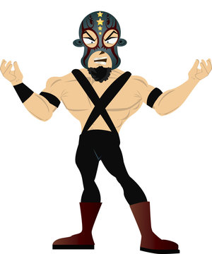 vector image of a mexican wrestler wearing face mask.