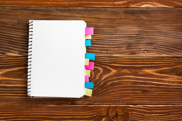 White blank paper notepad book at office worplace. Copy space