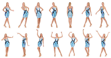 Composite photo of woman in various poses