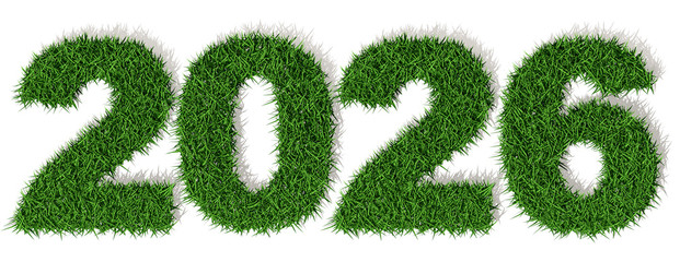 2026 anno 3d, prato erba verde, duemilaventisei, Buon Anno Felice
