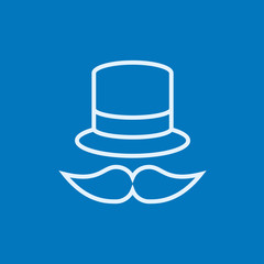 Hat and mustache line icon.