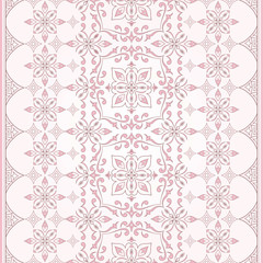 Pink vintage seamless border on a light pink background.