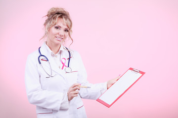 Woman doctor diagnose patient