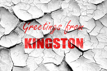 Grunge cracked Greetings from kingston