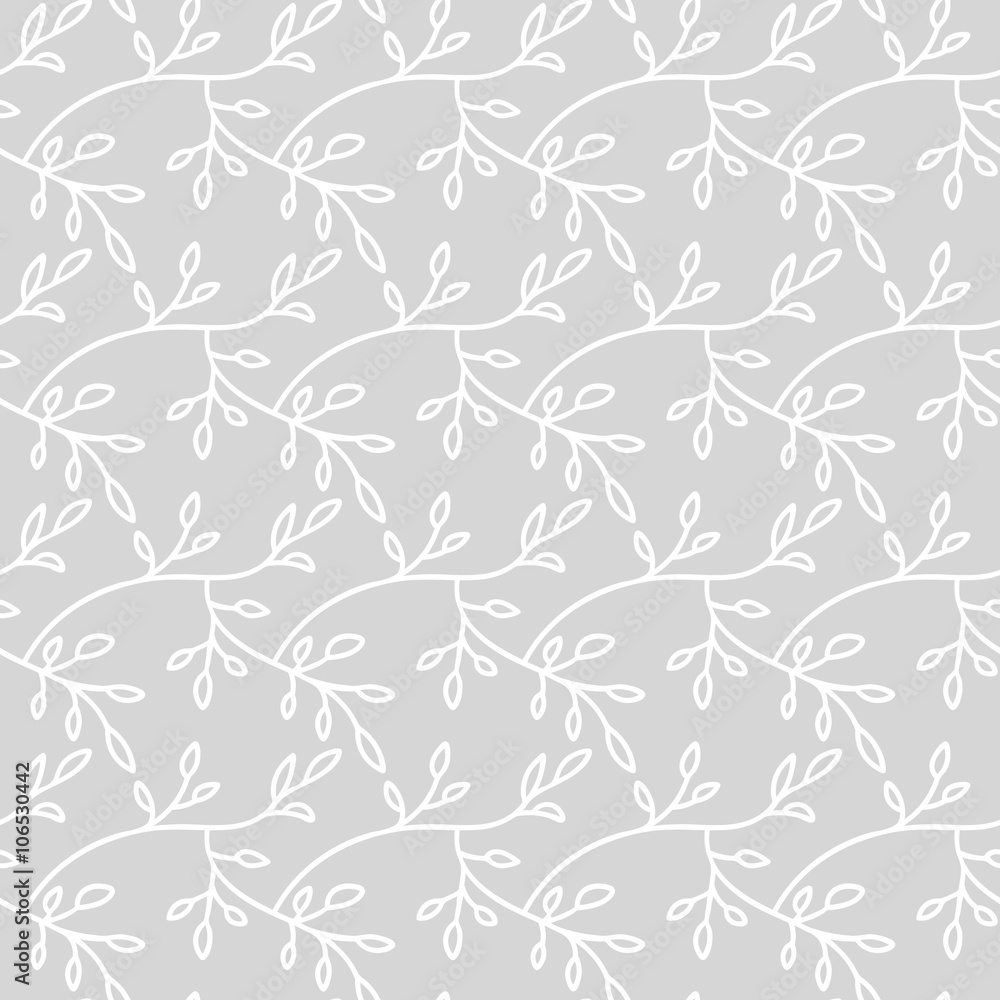 Poster vector seamless pattern. linear graphic design. floral linear background. stylized branches with lea