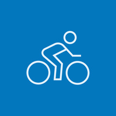 Man riding  bike line icon.