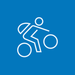 Man riding bike line icon.