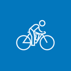 Man riding  bike line icon.