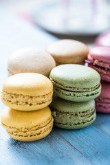 Stack of colorful homemade macaroon cookies