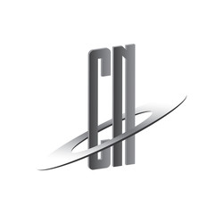 CN initial logo with silver sphere