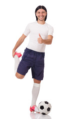 Young footballer isolated on the white