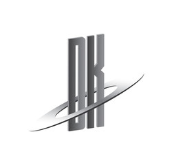 DK initial logo with silver sphere