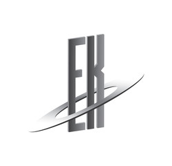 EK initial logo with silver sphere