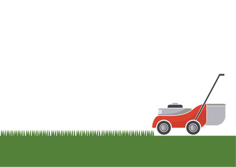 Lawn mower cutting grass with isolated background