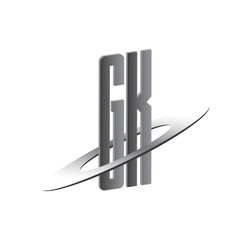 GK initial logo with silver sphere