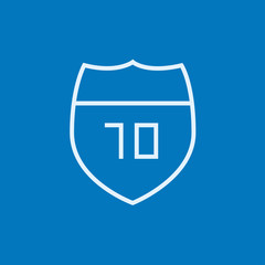 Route road sign line icon.