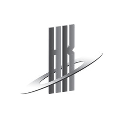 HK initial logo with silver sphere