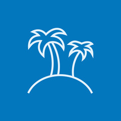 Fototapeta na wymiar Two palm trees on island line icon.