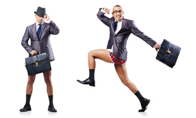 Composite photo of naked businessman on white