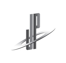 JP initial logo with silver sphere