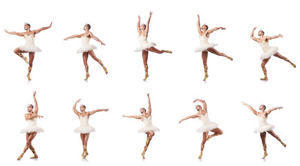 Man in ballet tutu isolated on white