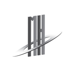 MH initial logo with silver sphere