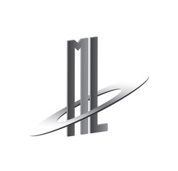 ML initial logo with silver sphere