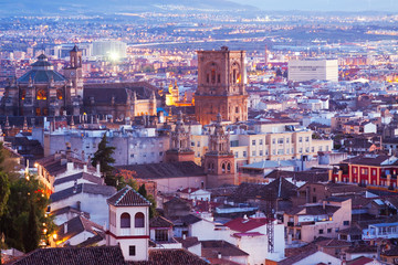 Top view of  Granada in evening