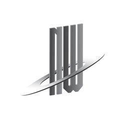 NW initial logo with silver sphere