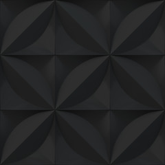 Black abstract background - circles and squares  geometric relief pattern