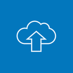 Cloud with arrow up line icon.