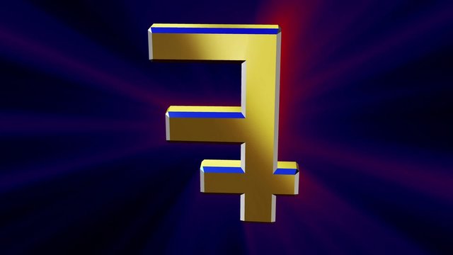 Image rotating symbol franc in a blaze of colored rays