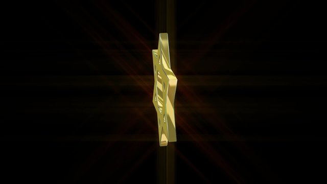 stylized image rotating star of David made of gold in the glow rays
