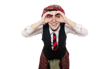 Scottish woman isolated on the white background