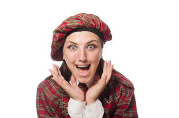Scottish woman isolated on the white background