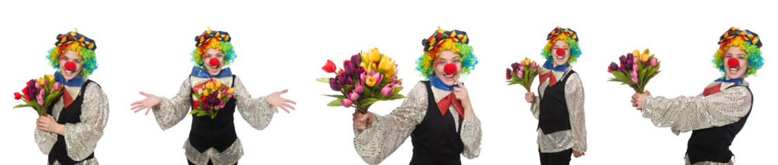 Female clown isolated on white