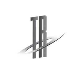 TR initial logo with silver sphere