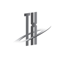 TX initial logo with silver sphere