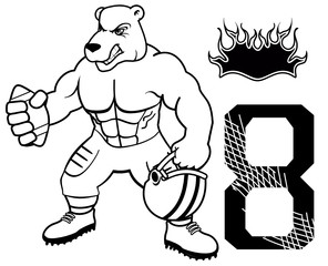 Fototapeta premium muscle bear american football uniform in vector format 