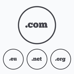 Top-level domains signs. Com, Eu, Net and Org.