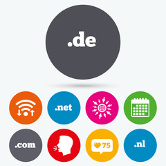 Top-level domains signs. De, Com, Net and Nl.