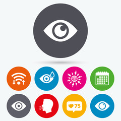 Obraz premium Eye signs. Eyeball with water drop symbols.