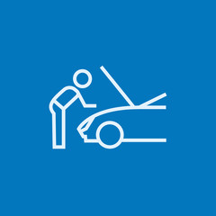 Man fixing car line icon.
